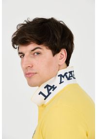 La Martina - LA MARTINA Żółte męskie polo z dużym logo, Rozmiar L. Typ kołnierza: polo. Kolor: żółty #7