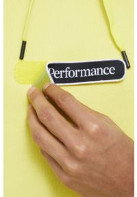 Peak Performance Bluza męska kolor żółty z kapturem z aplikacją. Typ kołnierza: kaptur. Kolor: żółty. Materiał: bawełna, dzianina. Długość rękawa: raglanowy rękaw. Wzór: aplikacja