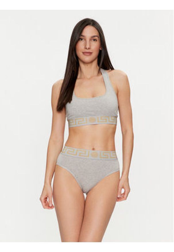 VERSACE - Versace Figi klasyczne z wysokim stanem Greca Border AUD01050 Szary. Stan: podwyższony. Kolor: szary. Materiał: bawełna