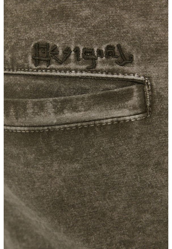 Desigual - Spodnie. Kolor: zielony. Materiał: materiał