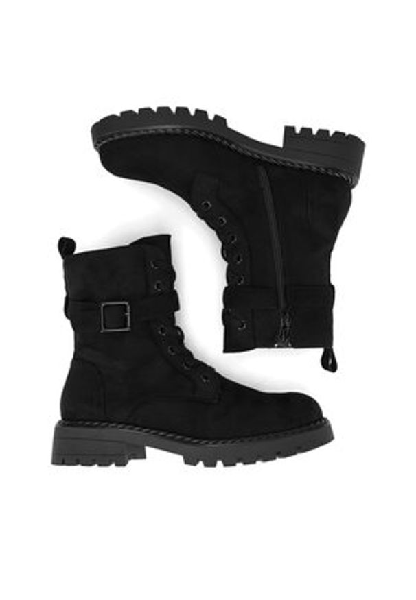 DeeZee Trzewiki WS6111-27 Czarny. Kolor: czarny. Materiał: materiał