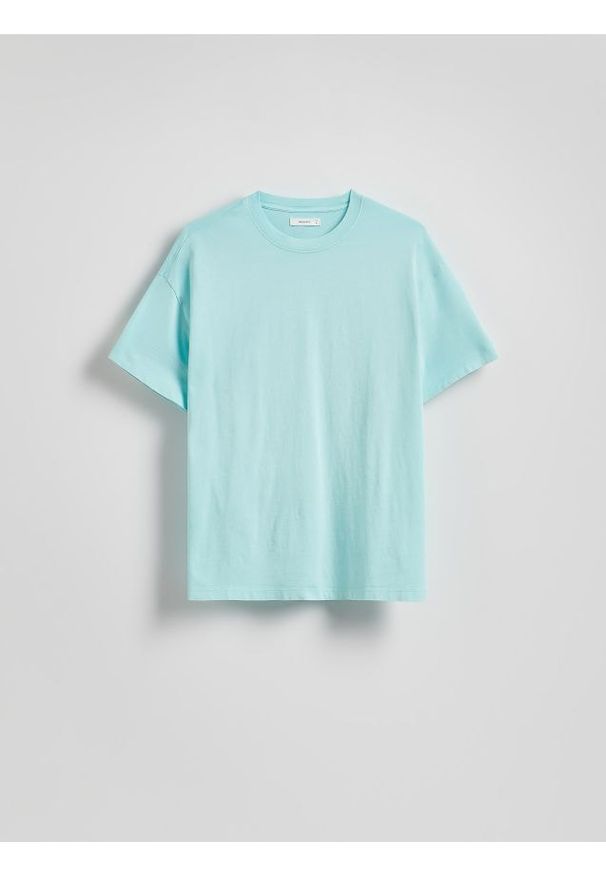 Reserved - T-shirt z efektem sprania - jasnoniebieski. Kolor: niebieski. Materiał: bawełna, dzianina