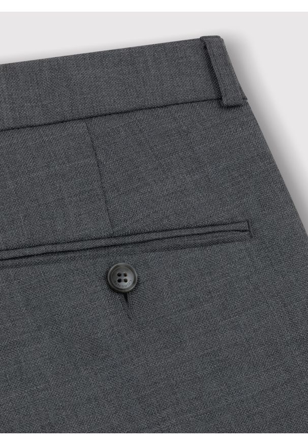 Pako Lorente - PAKO LORENTE – Szare wełniane spodnie garniturowe. Okazja: na ślub cywilny, na wesele. Kolor: szary. Materiał: wełna. Wzór: gładki. Styl: elegancki