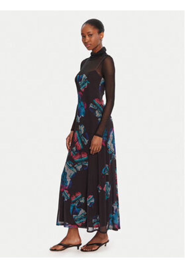 Desigual Sukienka codzienna Watercolor Lacroix 25WWVK03 Czarny Regular Fit. Okazja: na co dzień. Kolor: czarny. Materiał: syntetyk. Typ sukienki: proste. Styl: casual