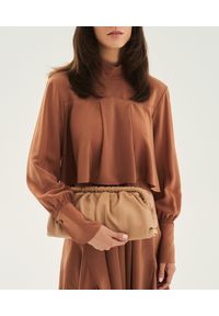 Kazar - Efektowna skórzana torebka z metalową ramą. Kolor: beżowy. Materiał: skórzane #5