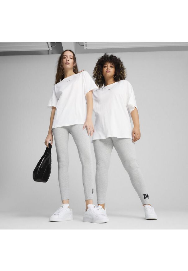 Puma - Legginsy damskie z logo No. 1 ESS PUMA Light Gray Heather. Kolor: czarny, szary, wielokolorowy. Materiał: jersey, materiał. Sport: fitness