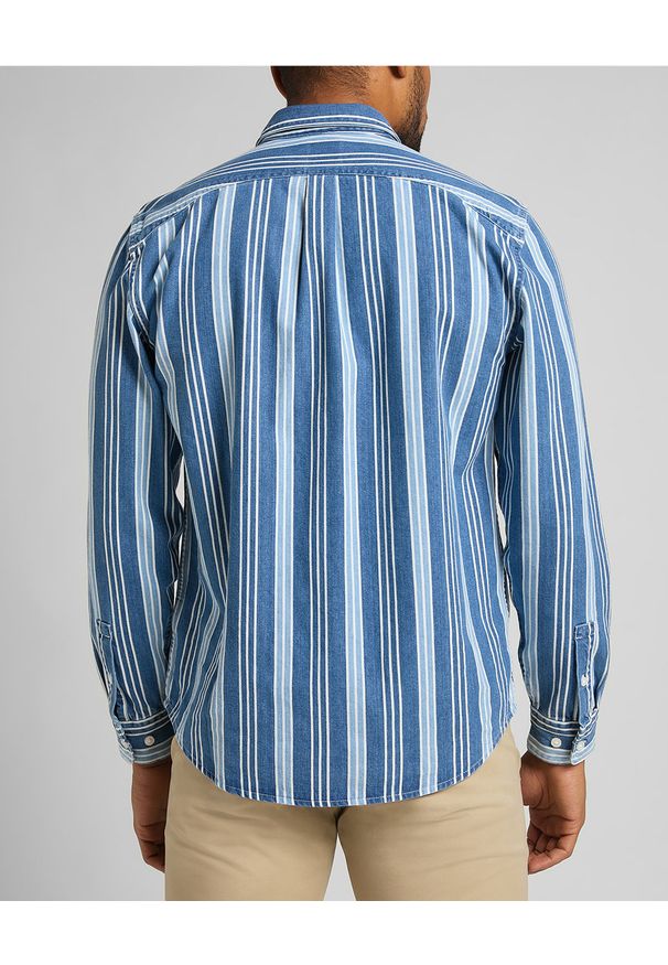 Lee - MĘSKA KOSZULA MATERIAŁOWA LEE RIVETED SHIRT INDIGO L66IKODK 112116432. Materiał: materiał