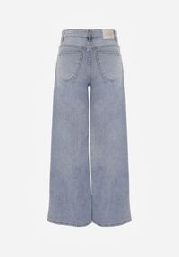 Renee - Niebieskie Jeansy Szerokie w Stylu Boho z Ozdobnym Nadrukiem na Nogawkach Endippe. Kolor: niebieski. Wzór: nadruk. Styl: boho #6