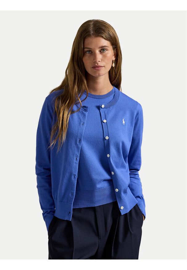 Polo Ralph Lauren Kardigan 211971871500 Niebieski Regular Fit. Typ kołnierza: polo. Kolor: niebieski. Materiał: bawełna