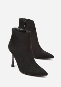 Renee - Czarne Botki na Szpilce Vices w Klasycznym Stylu Tikolisse. Okazja: na co dzień. Kolor: czarny. Materiał: jeans, skóra. Obcas: na szpilce. Styl: klasyczny #3