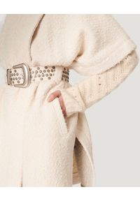 IRO - Kremowy płaszcz z krótkimi rękawami Handee. Kolor: beżowy. Materiał: wełna, materiał. Długość rękawa: krótki rękaw. Długość: krótkie #6