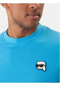 Karl Lagerfeld - KARL LAGERFELD T-Shirt 755710 562224 Niebieski Regular Fit. Typ kołnierza: dekolt w karo. Kolor: niebieski. Materiał: bawełna #3