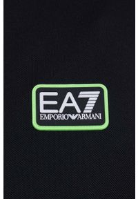 EA7 Emporio Armani bluza męska kolor czarny z kapturem z nadrukiem. Okazja: na co dzień. Typ kołnierza: kaptur. Kolor: czarny. Wzór: nadruk. Styl: casual