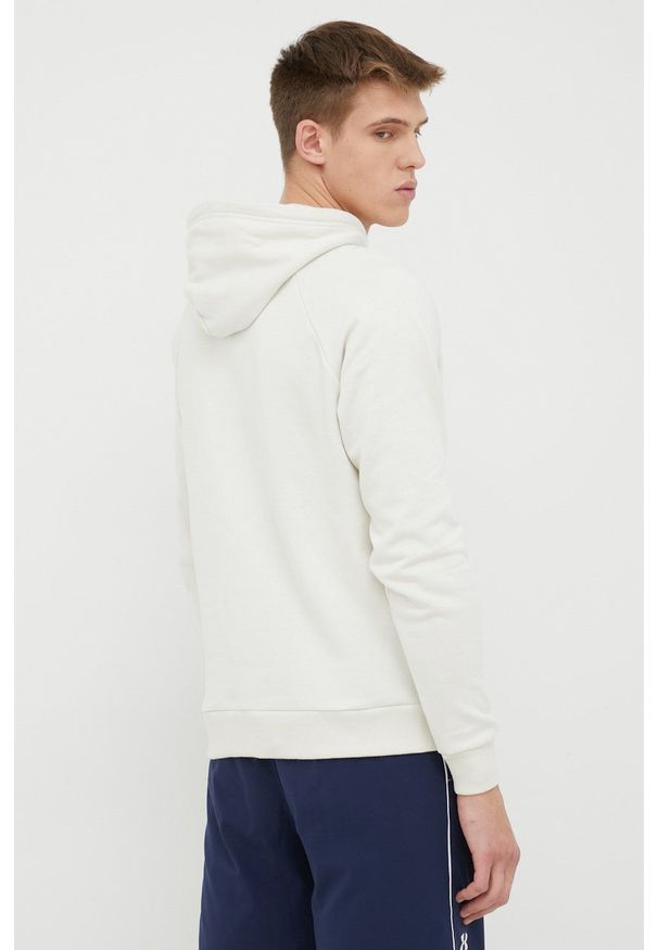 Under Armour bluza 1357093 męska kolor beżowy z kapturem. Typ kołnierza: kaptur. Kolor: beżowy. Materiał: dzianina. Długość rękawa: raglanowy rękaw. Wzór: nadruk