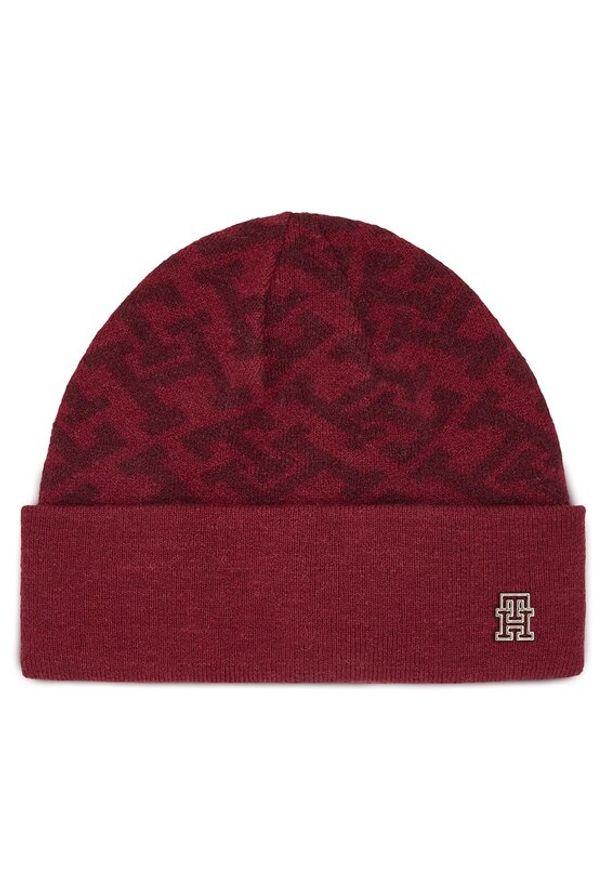 TOMMY HILFIGER - Tommy Hilfiger Czapka Monogram All Over Beanie AW0AW15327 Czerwony. Kolor: czerwony. Materiał: syntetyk