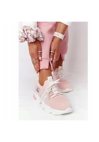 Damskie Sportowe Buty Skarpetkowe GOE HH2N4019 Różowe białe. Kolor: różowy, biały, wielokolorowy. Materiał: materiał, skóra. Szerokość cholewki: normalna
