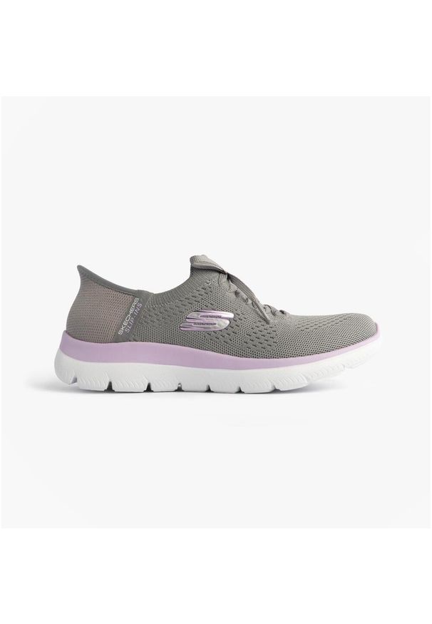 skechers - Buty sportowe damskie Skechers Summits-New Daily Slip-ins. Kolor: fioletowy, szary, wielokolorowy. Materiał: materiał. Szerokość cholewki: normalna