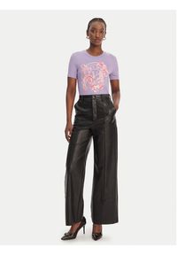 Versace Jeans Couture T-Shirt 80HAHE01 CJ02E Fioletowy Slim Fit. Kolor: fioletowy. Materiał: bawełna #5