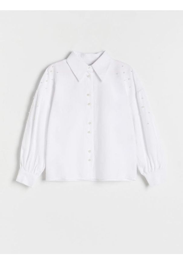 Reserved - Koszula z perełkami - złamana biel. Materiał: tkanina