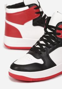 Renee - Biało-Czerwone Sneakersy Sznurowane za Kostkę z Perforacją Filomena. Wysokość cholewki: za kostkę. Kolor: biały #5