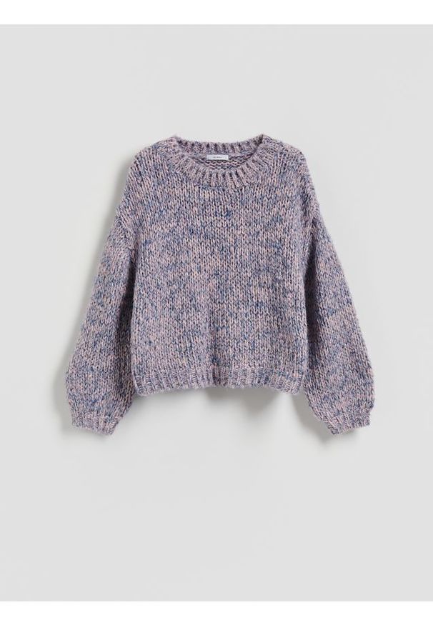 Reserved - Sweter z domieszką wełny - różowy. Kolor: różowy. Materiał: wełna