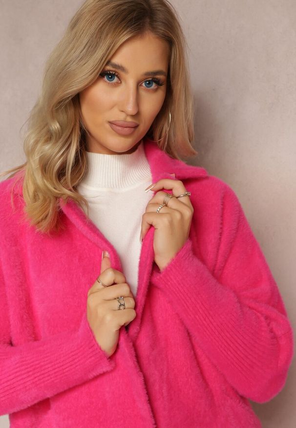 Renee - Fuksjowy Płaszcz z Bawełną Oversize Brumisia. Kolor: różowy. Materiał: bawełna. Długość rękawa: długi rękaw. Długość: długie. Sezon: zima, jesień