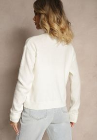 Renee - Biały Klasyczny Kardigan z Zaokrąglonym Dekoltem Reonira. Okazja: na co dzień. Kolor: biały. Materiał: jeans. Styl: klasyczny