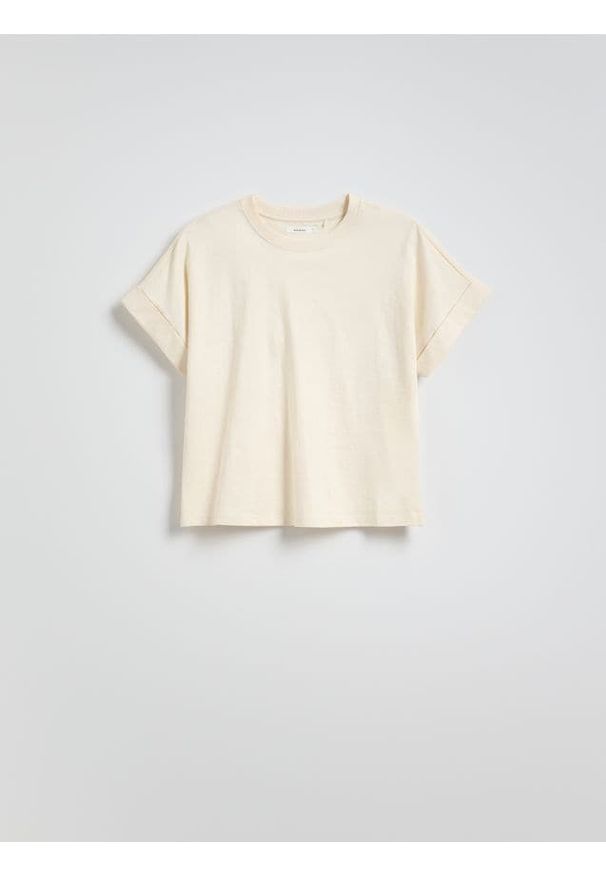 Reserved - T-shirt kimono - złamana biel. Materiał: bawełna, dzianina
