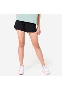 DOMYOS - Spodenki sportowe dla dzieci Domyos. Okazja: na uczelnię. Kolor: czarny. Materiał: materiał, poliester. Długość: krótkie. Styl: sportowy. Sport: joga i pilates, fitness