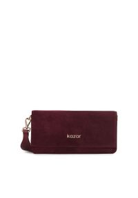 Kazar - Elegancka bordowa torebka na ramię z łączonych materiałów. Kolor: czerwony. Materiał: zamszowe, skórzane. Styl: elegancki. Rodzaj torebki: na ramię #1