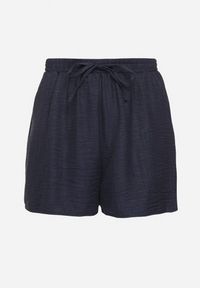 Born2be - Granatowe Szorty z Wysokim Stanem i Wiązaniem Filinelia. Okazja: na co dzień. Stan: podwyższony. Kolor: niebieski. Styl: elegancki, casual
