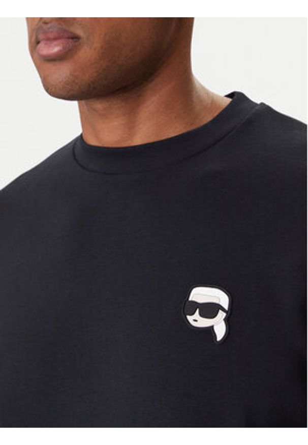 Karl Lagerfeld - KARL LAGERFELD Bluza 705710 561900 Granatowy Regular Fit. Typ kołnierza: dekolt w karo. Kolor: niebieski. Materiał: bawełna