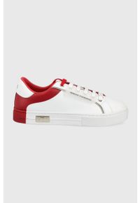 Armani Exchange buty kolor biały. Nosek buta: okrągły. Zapięcie: sznurówki. Kolor: biały. Materiał: guma