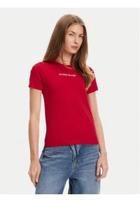 Guess Jeans T-Shirt W4YI01 J1314 Czerwony Slim Fit. Kolor: czerwony. Materiał: bawełna