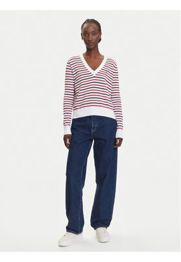 Tommy Jeans Sweter Essential DW0DW19888 Kolorowy Regular Fit. Materiał: bawełna. Wzór: kolorowy