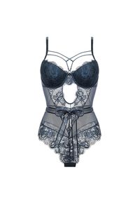 Intica - Body koronkowe z ozdobnymi detalami na romantyczne wieczory Kitt. Kolor: niebieski. Materiał: koronka. Wzór: paski, koronka