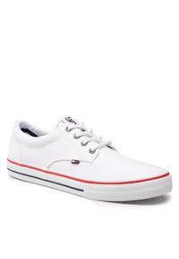 Tenisówki Tommy Jeans Textile Sneaker EM0EM00001 White 100. Kolor: biały. Materiał: materiał