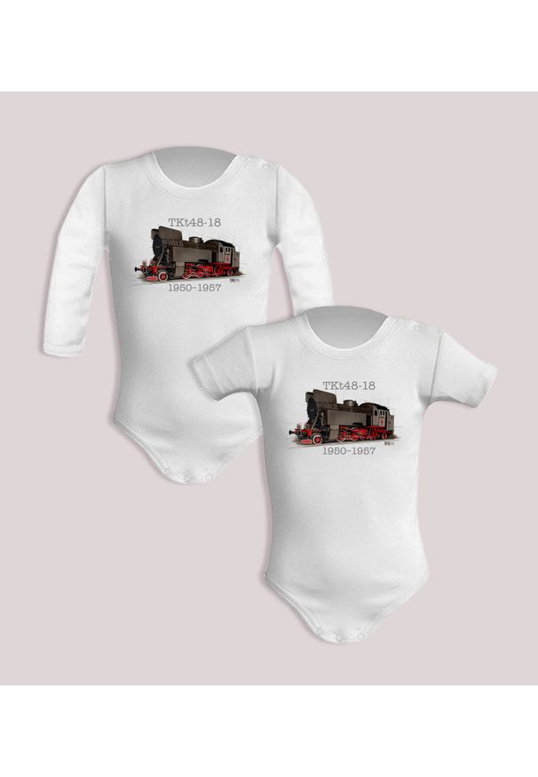 nikiniki - TKt48-18 — body (Rozmiar: 6M; Długość rękawa: długi; Rodzaj nadruku: Lokomotywa). Materiał: bawełna. Wzór: nadruk