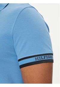 TOMMY HILFIGER - Tommy Hilfiger Polo Monotype MW0MW34737 Niebieski Slim Fit. Typ kołnierza: polo. Kolor: niebieski. Materiał: bawełna