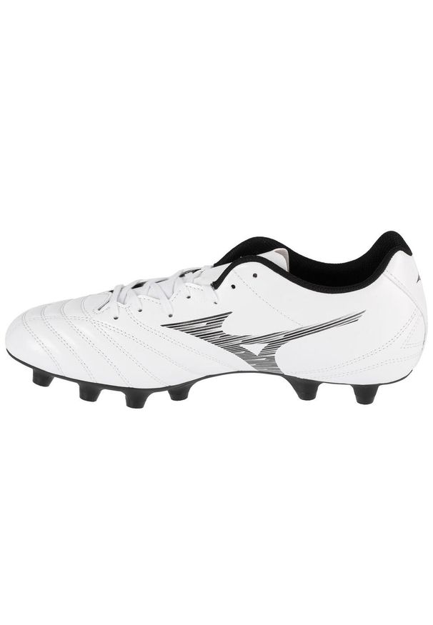 Buty piłkarskie męskie Mizuno P1GA242509. Kolor: wielokolorowy, biały, czarny. Materiał: skóra, materiał, syntetyk. Szerokość cholewki: normalna. Sport: piłka nożna
