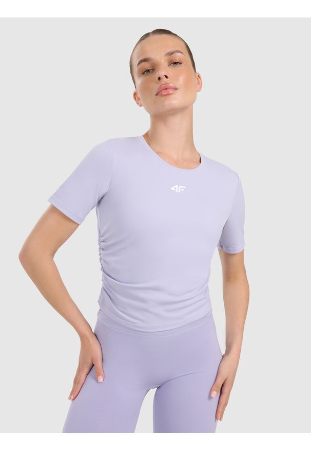 4f - 4F Top do jogi i pilatesu szybkoschnący damski - fioletowy XL. Kolor: niebieski. Materiał: tkanina, włókno, materiał. Sport: joga i pilates