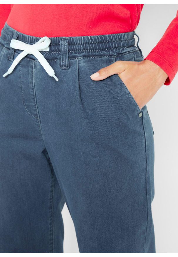 bonprix - Dżinsy ocieplane z wygodnym paskiem. Kolor: niebieski