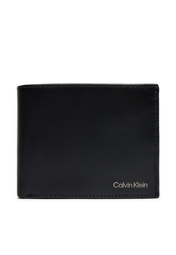 Calvin Klein Duży Portfel Męski Ck Smooth Trifold 10Cc W/Coi K50K512078 Czarny. Kolor: czarny. Materiał: skóra