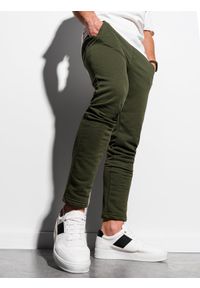 Ombre Clothing - Spodnie męskie dresowe P1004 - khaki - XXL. Kolor: brązowy. Materiał: dresówka. Styl: klasyczny