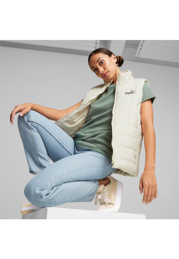 Kamizelka Puma ESS Padded Vest, Kobiety. Kolor: beżowy. Materiał: poliester, materiał. Długość rękawa: bez rękawów
