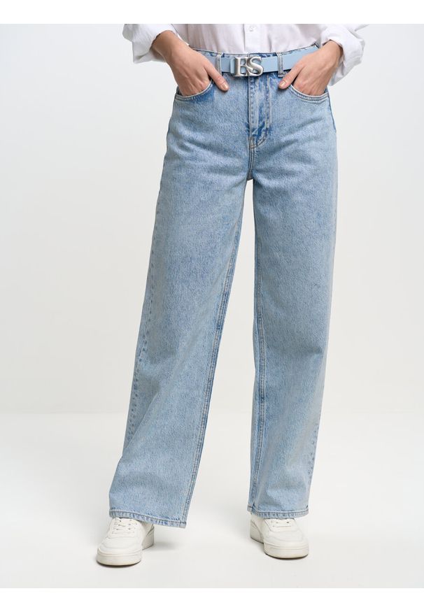 Big-Star - Spodnie jeans damskie wide Meghan 115. Kolor: niebieski. Długość: krótkie