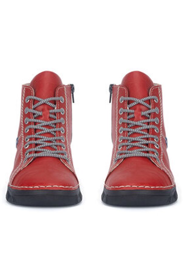 Rieker Trzewiki 55020-33 Czerwony. Kolor: czerwony. Materiał: skóra