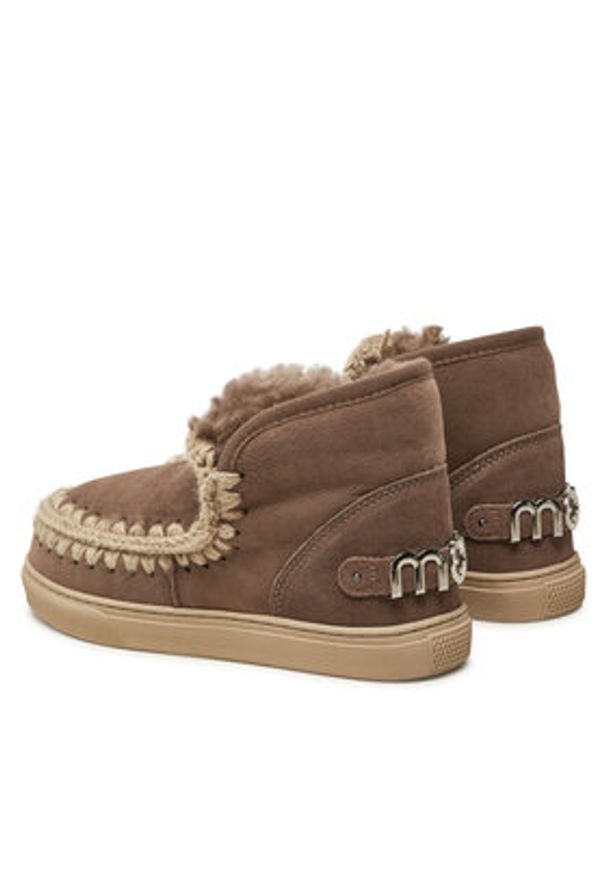Mou Śniegowce Eskimo Sneaker Big Metal Logo FW111008A Brązowy. Kolor: brązowy. Materiał: skóra