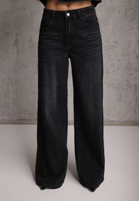 Renee - Czarne Szerokie Jeansy Palazzo z Bawełną High Waist Zinnasira. Okazja: na spacer, na co dzień. Stan: podwyższony. Kolor: czarny. Styl: casual, klasyczny #3