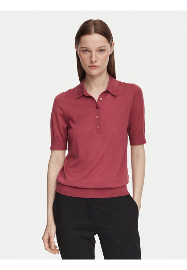 BOSS Polo Fidenka 50545015 Czerwony Regular Fit. Typ kołnierza: polo. Kolor: czerwony. Materiał: wełna